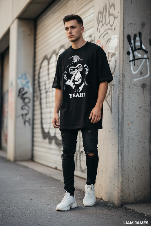 Camiseta Negra Mono YEAH